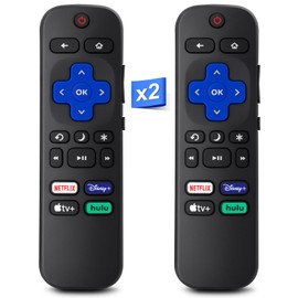 【Pack of 2】 Replacement for Roku-TV-Remote, Compatible for TCL Roku/Hisense Roku/Onn Roku/Sharp Roku Series Smart TVs (Not for Roku Stick and Box)
