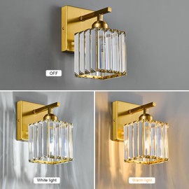 FDPBY Wall Sconces Crystal Gold Wall Sconce Set of Two Indoor Wall Lamp Modern Wall Light Bathroom Vanity Light Fixtures Wall Lighting Wall Mounted Room Sconce
