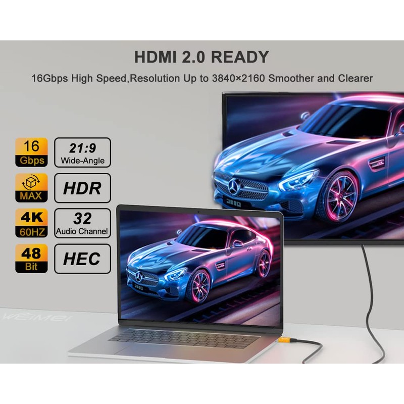 WEIMEI 100 Feet 4K HDMI Cable 2.0 HDMI Cord 100ft