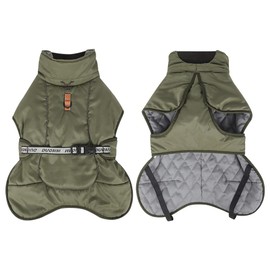 DoggieKit Dog Coats Waterproof Windproof Warm Winter Safe with Thread Reflective Stripes Jacket for Medium Large Dogs with Harness Hole for Puppies Pets Cold Weather Clothing Vest