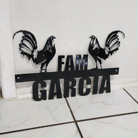 METAL ROOSTER SIGN FOR WALL DECOR IN 18GA METAL - Color: Black 32 x 18