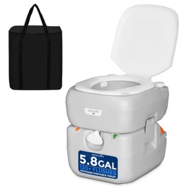 SereneLife 5.8 Gal Portable Camping Toilet For Adults, 100+ Flushes Porta Potty Camp Toilet with Detachable Waste Tank, Level Indicator, Carry Bag, Suitable for Camping, Hiking, and Boating