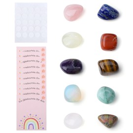 GUJOXILA 10 Stück Edelsteine für Kinder Glückssteine Trommelstein Set für Schatzsuche Taufe Mitbringsel Kindergeburtstag Kommunion Gastgeschenke Bunte Glücksbringer Stein