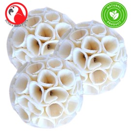 Bonka Bird Toys 1215 Pk3 Natural Sola Crepe Ball Chew Shred Foraging Parrot Cockatiel Conure Quaker Caique Rabbits Guinea Chinchilla Bunny