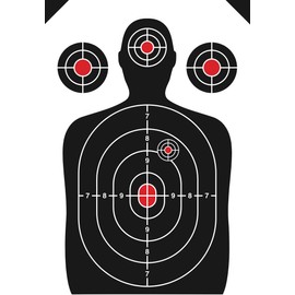 50 Pack Paper Shooting Target Silhouette Bundle - Black & White and Red - 17"x25" (Front and Back) - Indoor & Outdoor