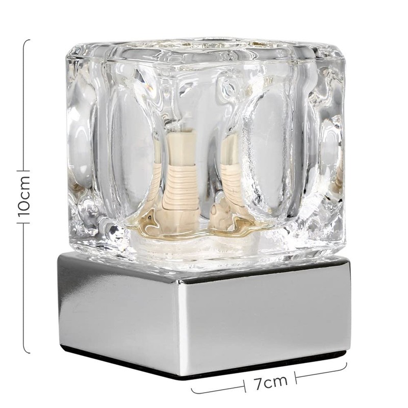 MiniSun Modern Glass Ice Cube Touch Table Lamp with Chrome