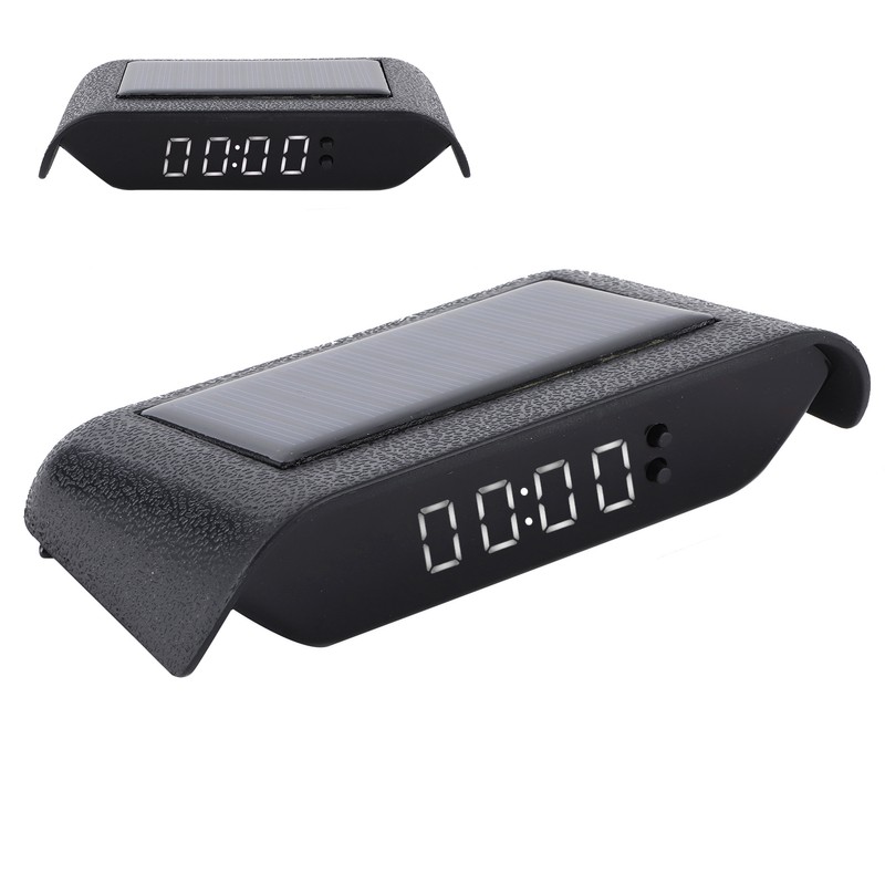 Car Digital Clock Auto Truck Solar Powered Time Date Temperature