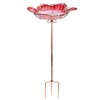 Outdoor Bird Bath Glass Birdbath Garden Birdfeeder with Metal Stake