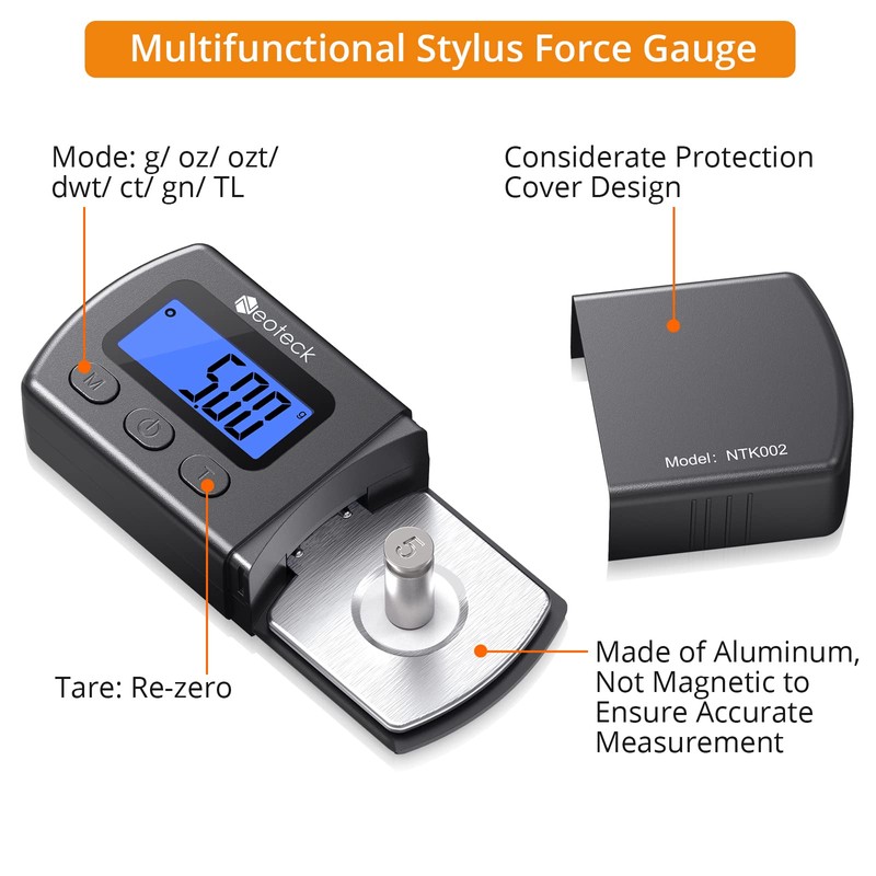 Neoteck Digital Turntable Stylus Force Gauge 0.01g/5.00g with Blue LCD