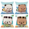 YOKUSHI Bubu and Dudu Bears Throw Pillow Covers 18x18 Set