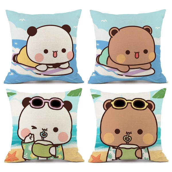 YOKUSHI Bubu and Dudu Bears Throw Pillow Covers 18x18 Set