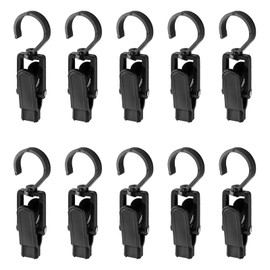 Jiozermi 10 PCS Laundry Hooks Clip, Plastic Clothes Pins, Super Strong Hanger Clips, Swivel Hooks Clip for Clothing Store Home Office & Workshop, Black
