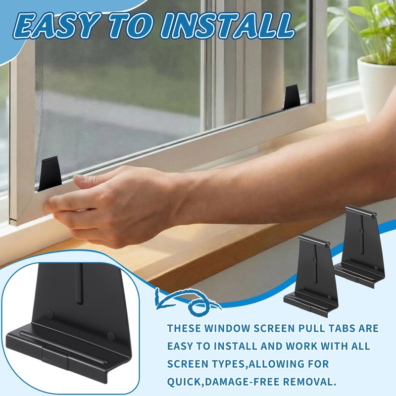 Blulu 100 Pcs Window Screen Pull Tabs, Black Plastic Spline
