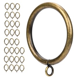 Curtain Ring Metal 28-Pcs 2.0 Inch Inner Diameter with Eyelets Fit Up to 1.7 Inch Rod Large Wire Diameter (Antique Brass-28pcs)