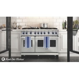 Aunti Em's Kitchen Designer Hand and Kitchen Dish Towels Woven from 100% Responsibly-Farmed, Thick, Luxurious Cotton, Oversized 20 x 30 inches, One Half Dozen, Blueberry Stripe