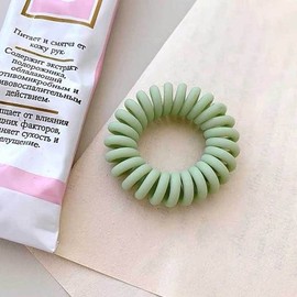 Hair Tie Spring Light Green Matte Telephone Cord (WFGF9CO) / 머리묶기 헤어끈 스프링 라이트 그린 무광 전화선 (WFGF9CO)