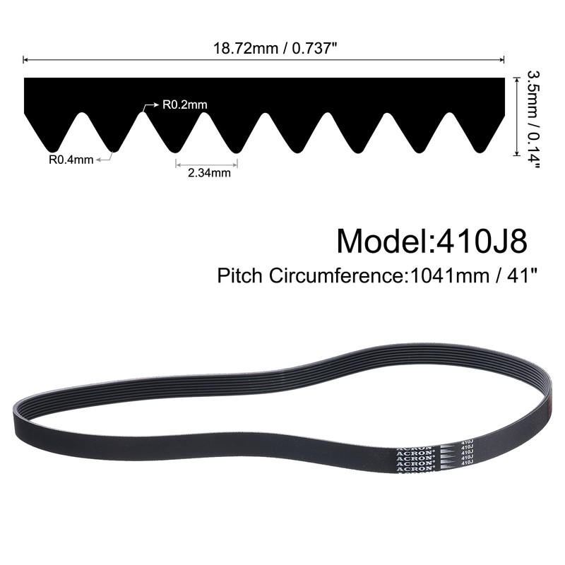 QUARKZMAN Pack of 2 V-Ribbed Belts 410J 8 Teeth PJ