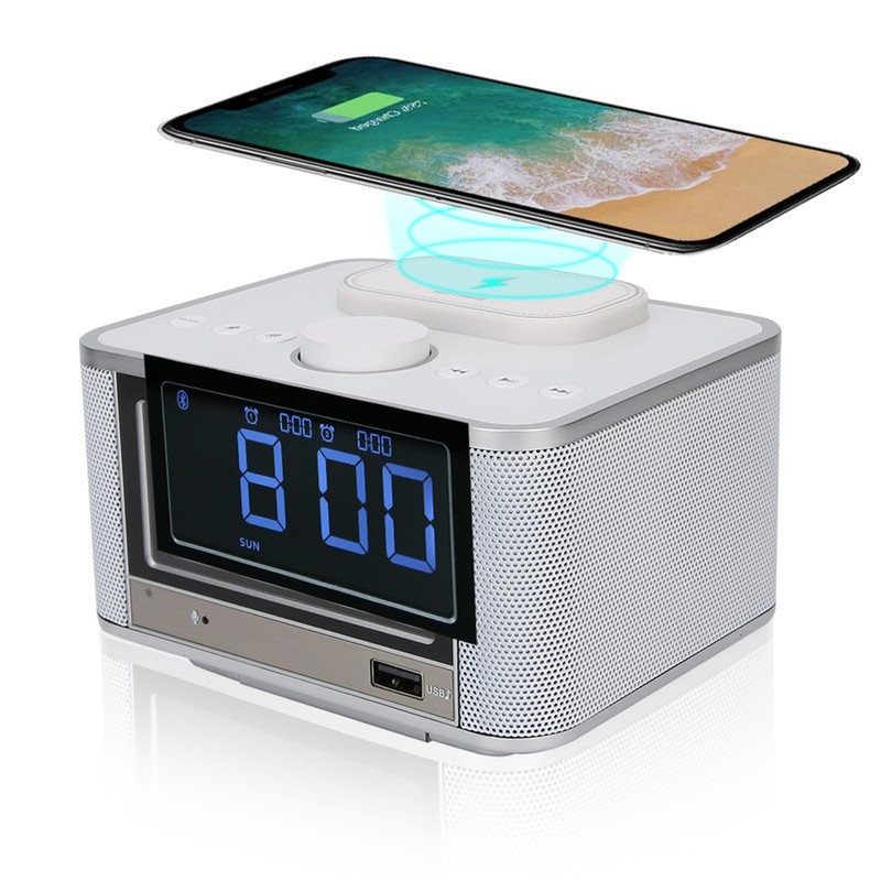 Bluetooth Speaker Player Radio Wireless Charging Digital Alarm Clock