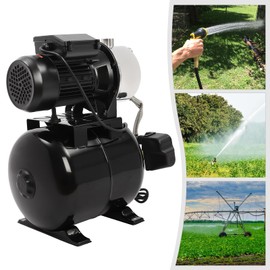 DYNAMI 1HP Shallow Well Pump with 6Gal Pressure Tank,Stainless Steel Irrigation Pump,Automatic Pressure Switch and Self-priming System,for Home Farm Irrigation Garden Lawn (1HP Black)