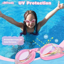 Freela Swimming Goggles, Kids Swim Goggles for 3-6 3-5 4-7 5-7 6-14 Boys Girls Toddlers Baby Child, Swim Goggles Kid Goggles for Swimming Toddler Goggles Pool Beaches Clear View Anti-Fog UV Protection