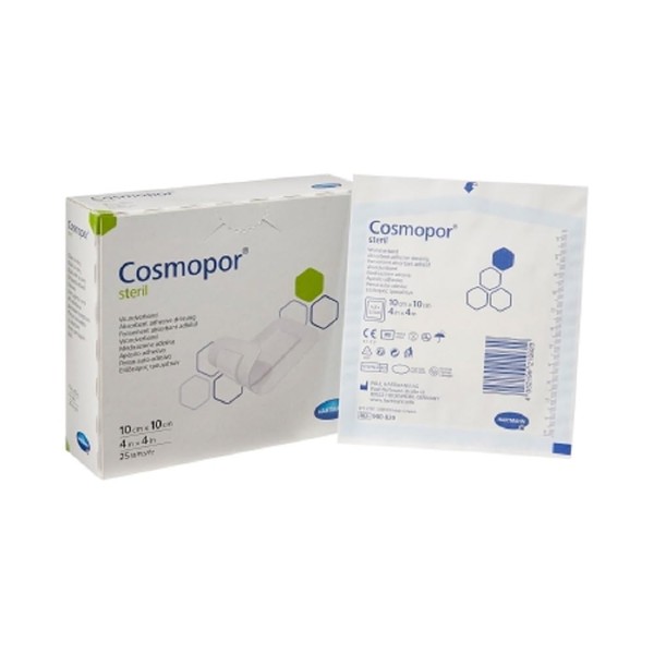 Cosmopor Adhesive Dressing 4 X 4 Inch NonWoven Square White Sterile, 900820 - Pack of 25