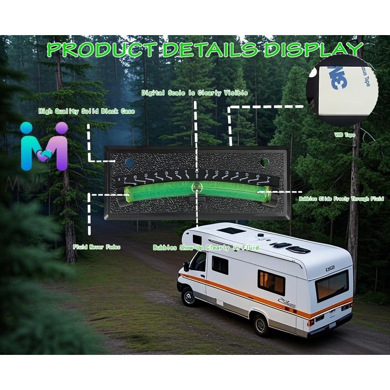 RV Level Bubble - Graduated Scale Stick On Leveling System