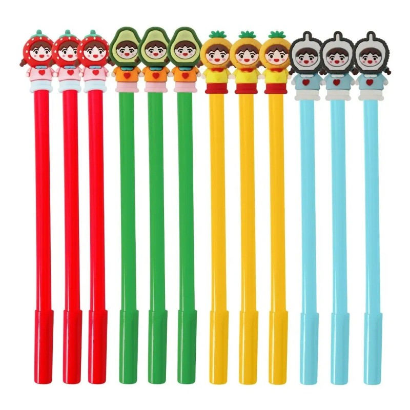 Set De 12 Plumas Kawaii Modelos Cute Tinta De Gel