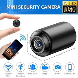 Mini Cámara, HD 1080 Pequeña Cámara WiFi, Mini Cámara de Seguridad 170°, Camara pequeña con Visión Nocturna Detección de Movimiento Función de Grabación, Aplicación multiescenario