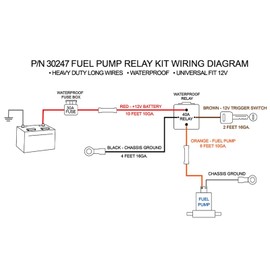 ISINFLASH Electric Fuel Pump Relay Fuel Pump Wiring Harness Kit Universal Fit 12V System P/N 30247 40 AMP Relay Bypass Waterproof 12V Relay Switch Kit Heavy Duty Long Wires