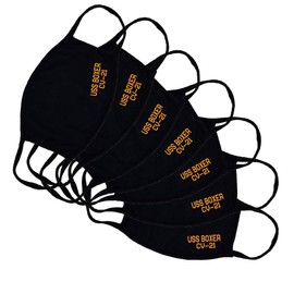 USS Boxer CV-21 Adult Black Face Mask 100% Cotton/Washable Reusable/Essex Class Aircraft Carriers