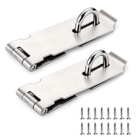 Zydiwo 2Pcs Stainless Steel Door Gate Lock Safety Packlock Clasp Hasp Lock Latch with Mounting Screws for Doors Cabinets (4inch)