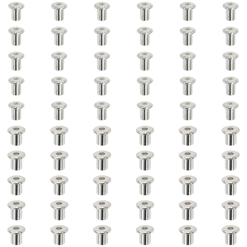 60 PCS Hex Socket Insert Nuts,Bolt Sleeve Nuts,Barrel Nuts for