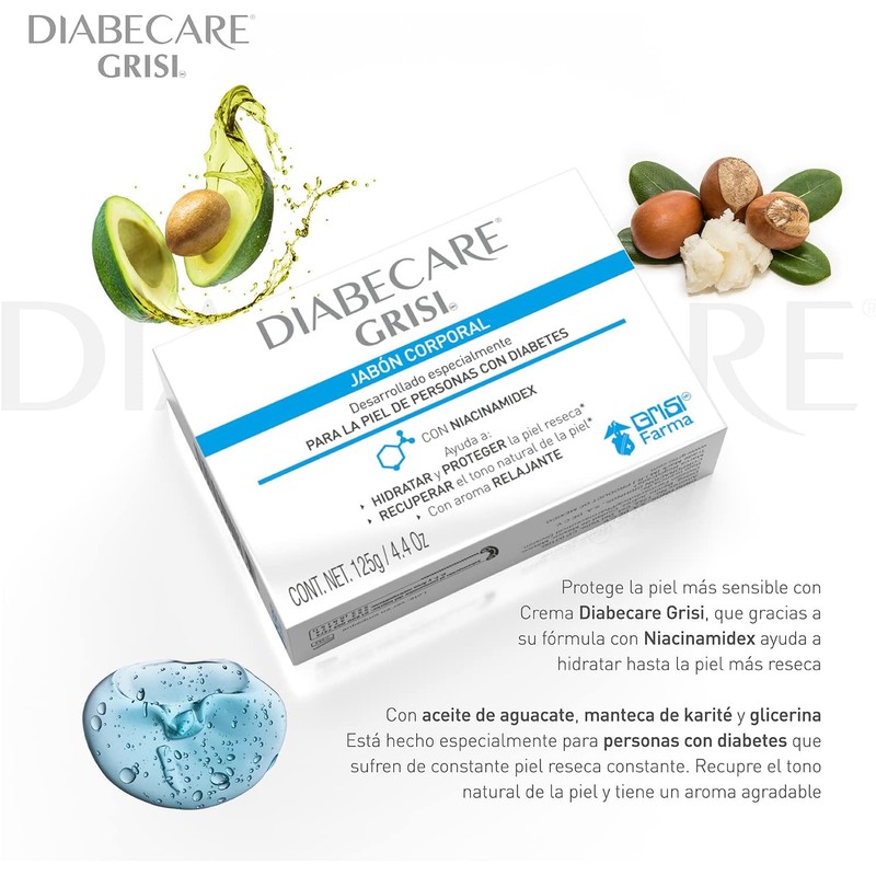 Grisi - Diabecare, Jabón Corporal para Piel Diabética, Niacinamidex, 125