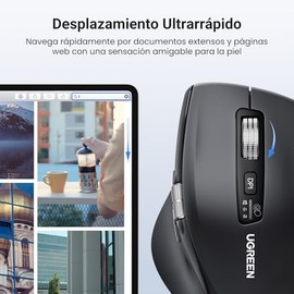 UGREEN Mouse Inalámbrico de Desplazamiento Ultrarrápido, 2.4G & Bluetooth