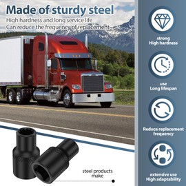 US 2Pcs Truck Brake Caliper Socket for Adb 22x 3/8 Inch Steel Brake Caliper Removal Socket Portable Brake Caliper 11 Point Socket Tool Lightweight for Truck Brake Caliper(black)