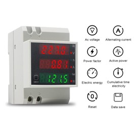 KETOTEK Electricity Meter, DIN Rail Digital Energy Meter, AC80-300V 100A AC Meter, Calibrated, KWh Meter, Power Meter, Voltmeter, Ammeter, Intermediate Meter, Current DIN Rail