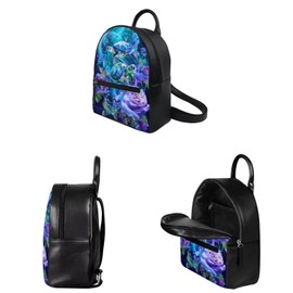 Showudesigns Sea Turtle Backpack Purse and Wallet Set for Women Mini Backpacks Leather Shoulder Bag Flower Zipper Daypack Travel Accessories 2 Pack Teenager Purse Tote Bags Handbag