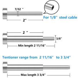 Steel DN Mate 10 Pairs 1/8" Cable Railing kit Invisible, Swage Tensioner and Terminal Hidden, T316 Stainless Steel Cable Railing Hardware, for 2"×2”- 4"×4” Metal Wood Post Cable Railing System DB10