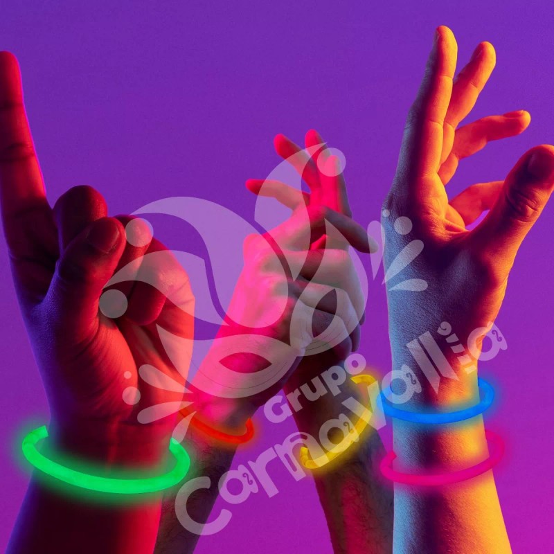 Grupo Carnavallia 100 Pulseras Neón Fosforescente Glow Stick Fiestas Eventos