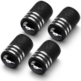 Tire Valve Stem Cap Cover for Ford Mustang Belt O-Ring Seal Corrosion Resistant Tire Valve Stem Air Cap 4 Pack Black