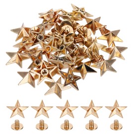 PATIKIL 20.5mm Star Rivets, 25 Sets Leather Rivets Studs Rivets Double Cap Spikes Rivet for Leather Crafting for Decor Repair DIY Clothing Belts Bags Shoes, Gold Tone