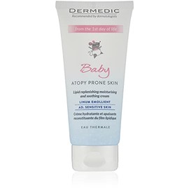 DERMEDIC - LINUM BABY - EMOLIENT - Moisturizng-calming cream restoring skin lipids from the first day of life - 100 g - Recommended for everyday care of dry, very dry, and atopic skin as well as skin susceptible to allergy and psoriasis - Hypoallergenic