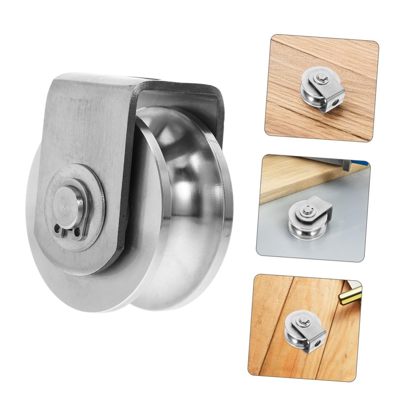 Operitacx Heavy Duty Stainless Steel Pulley Wheel Double Bearings Caster