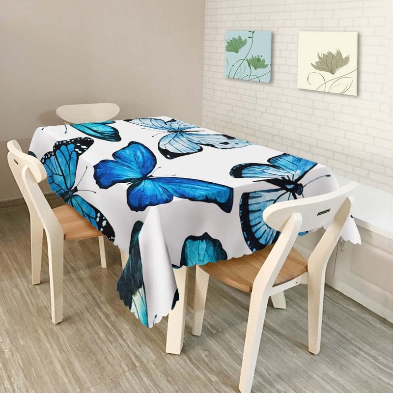 Walmsco Tablecloth Blue Butterfly Decor For Dining Room Kitchen Rectangular