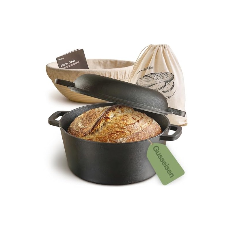 Praknu Cast Iron Pot for Bread Baking Set (26 cm
