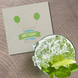 Unbranded Happy Birthday To You Balloons Stylish 4'' X 4'' Square Wooden Coaster