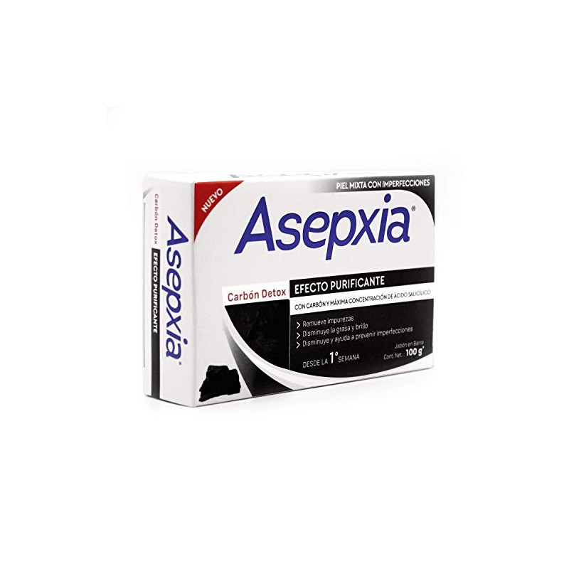 ASEPXIA Carbón Detox Jabón en Barra, Efecto purificante, remueve toxinas