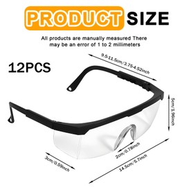 12 Stück Schutzbrille Arbeitsschutzbrille, Schutzbrille Arbeitsschutzbrille, Schutzbrille,Sicherheitsbrillen, Labor Sicherheitsbrille, Arbeitsschutzbrille Antibeschlag Antispeichel Transparent