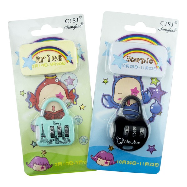 HAND® Funky Zodiac Star Signs Theme 3 Digit Combination Padlock