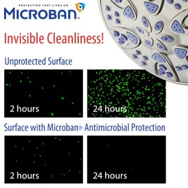 AquaDance Antimicrobial/Anti-Clog High-Pressure 30-setting Dual Head Combination Shower with Nozzle Protection from Growth of Mold, Mildew & Bacteria for a Healthier Shower – Sunset Blue